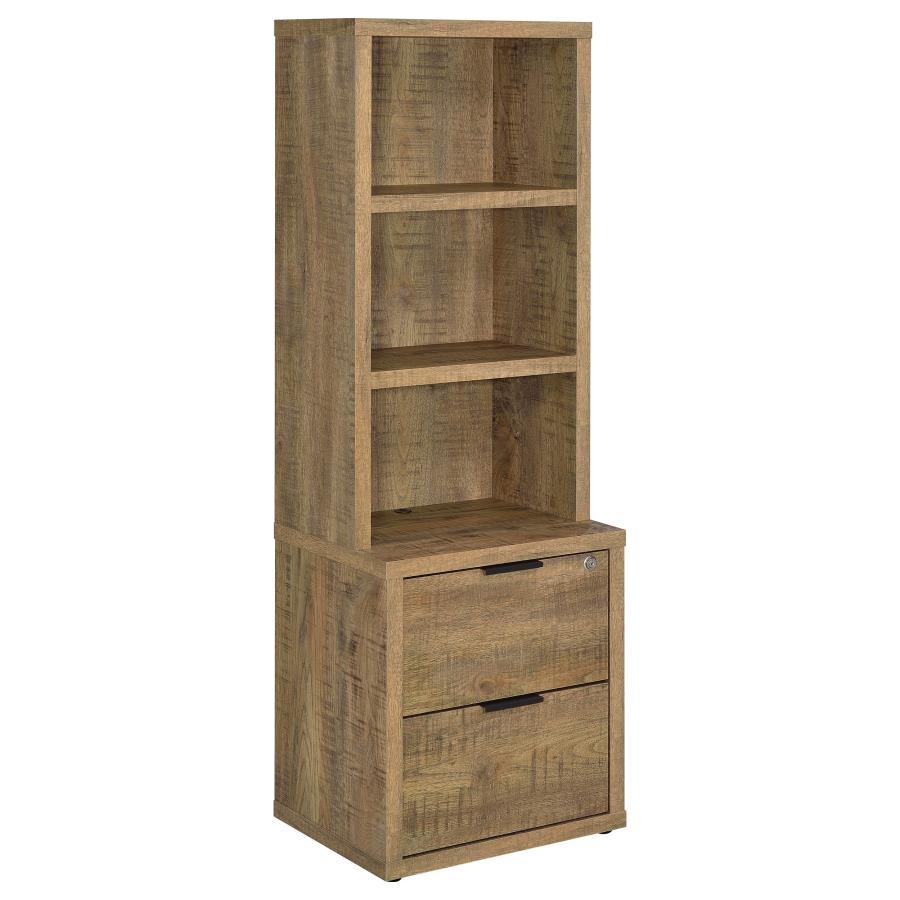 (image for) Westpark 3-shelf Bookcase USB and Lockable Drawer Mango