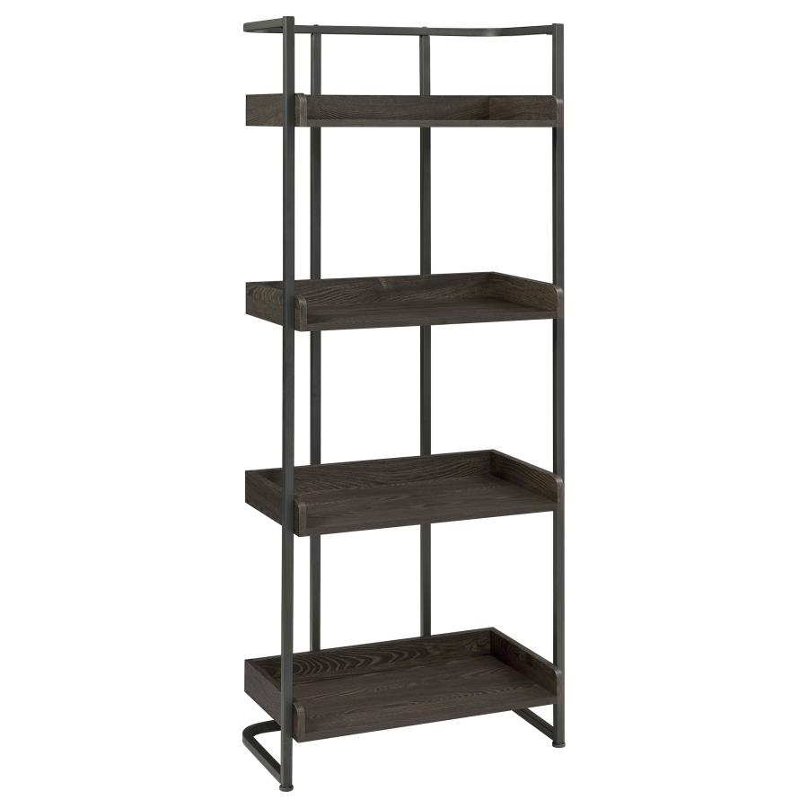 (image for) Ember 68-inch 4-shelf Bookshelf Dark Oak and Black - Click Image to Close