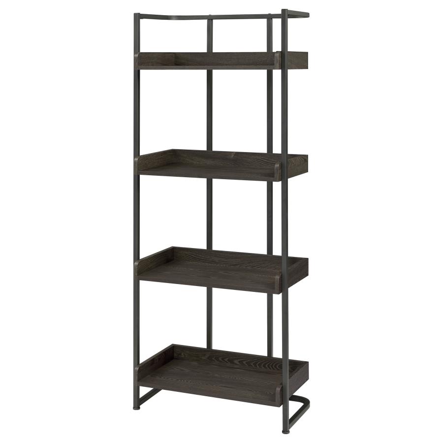 (image for) Ember 68-inch 4-shelf Bookshelf Dark Oak and Black