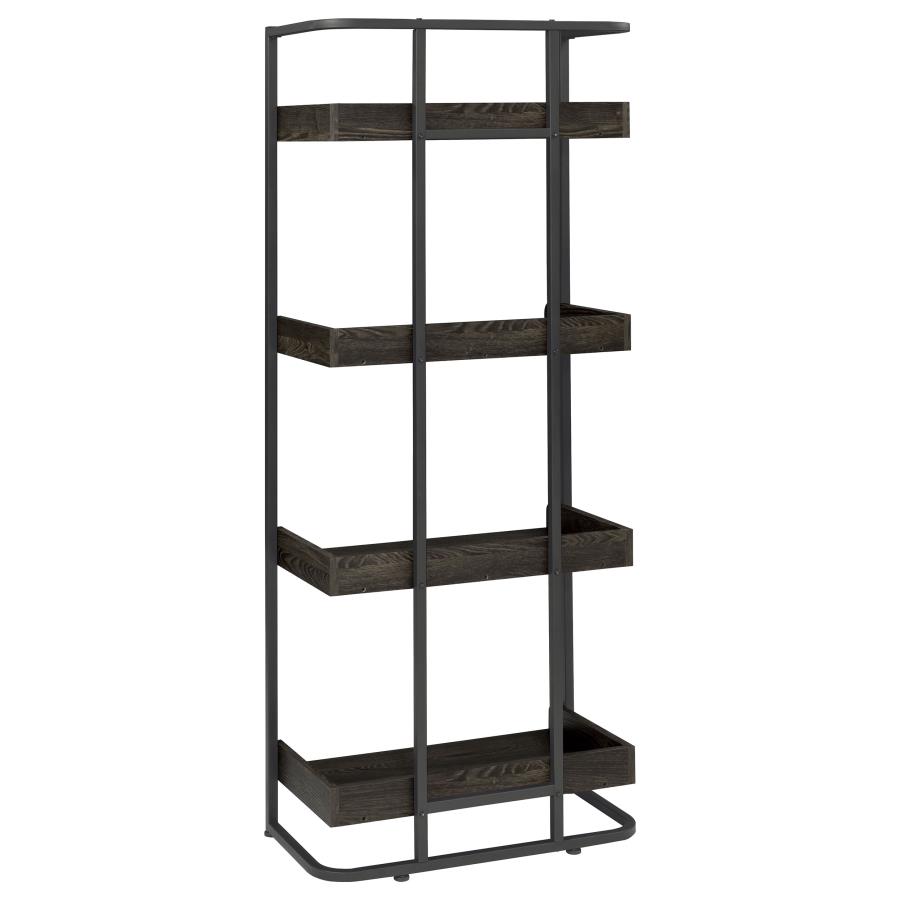 (image for) Ember 68-inch 4-shelf Bookshelf Dark Oak and Black