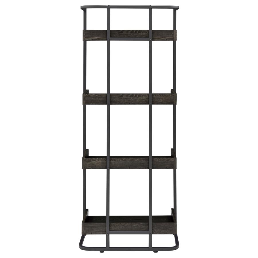 (image for) Ember 68-inch 4-shelf Bookshelf Dark Oak and Black