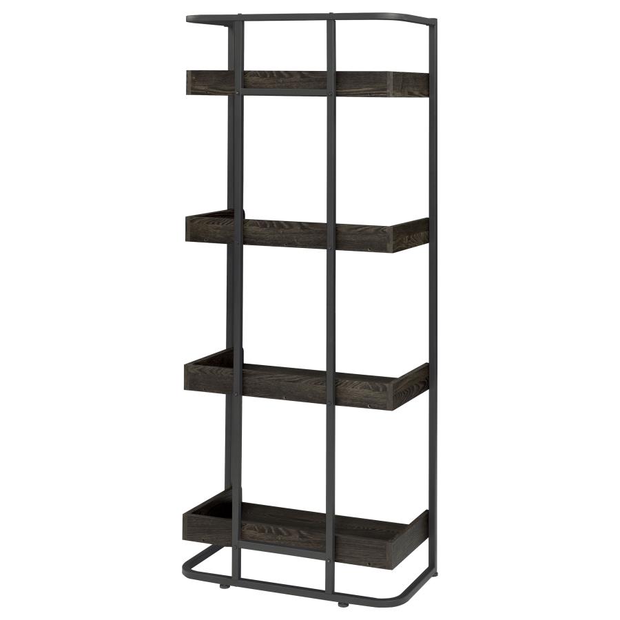 (image for) Ember 68-inch 4-shelf Bookshelf Dark Oak and Black