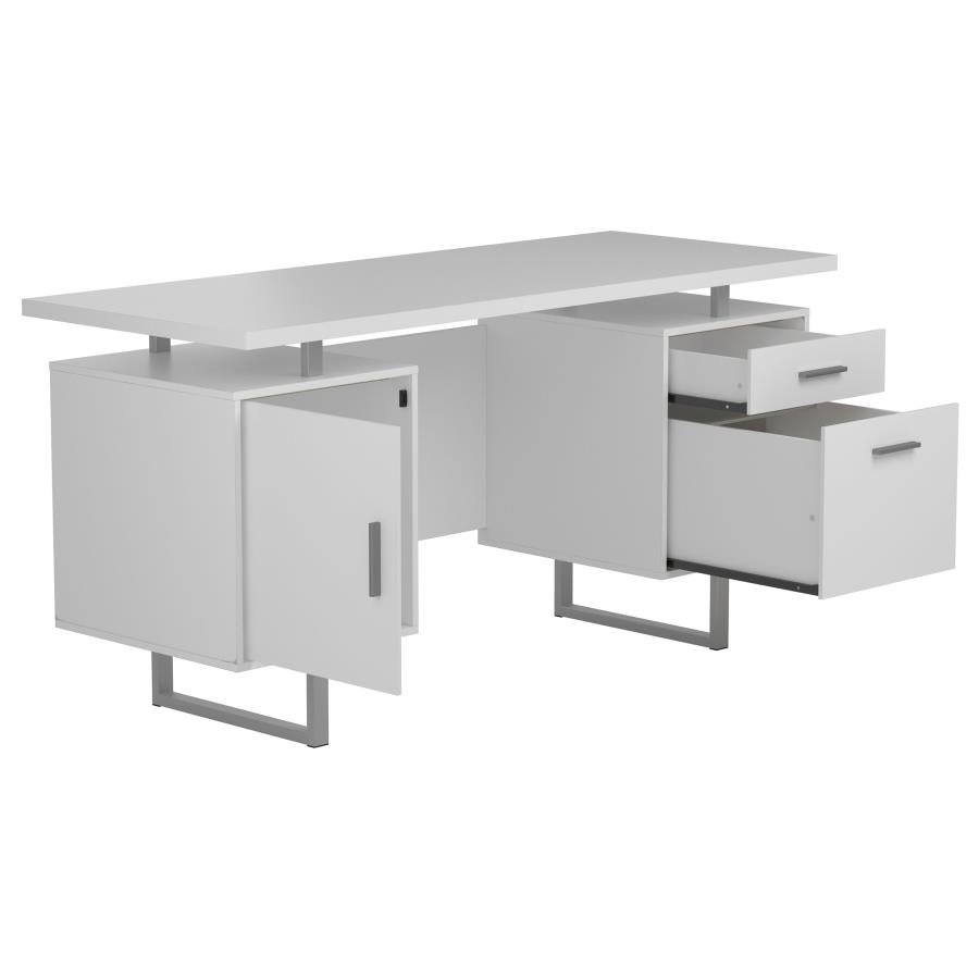 (image for) Lawtey 60-inch 2-drawer Computer Desk White High Gloss