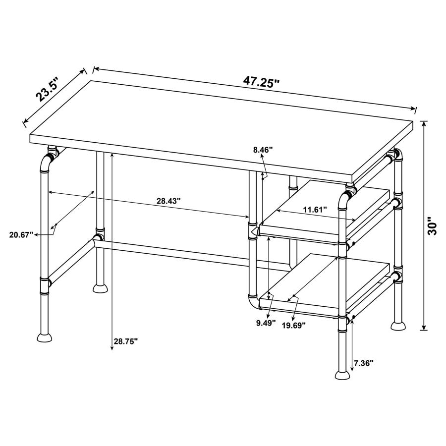 (image for) Delray 47-inch 2-shelf Piping Writing Desk Grey Driftwood