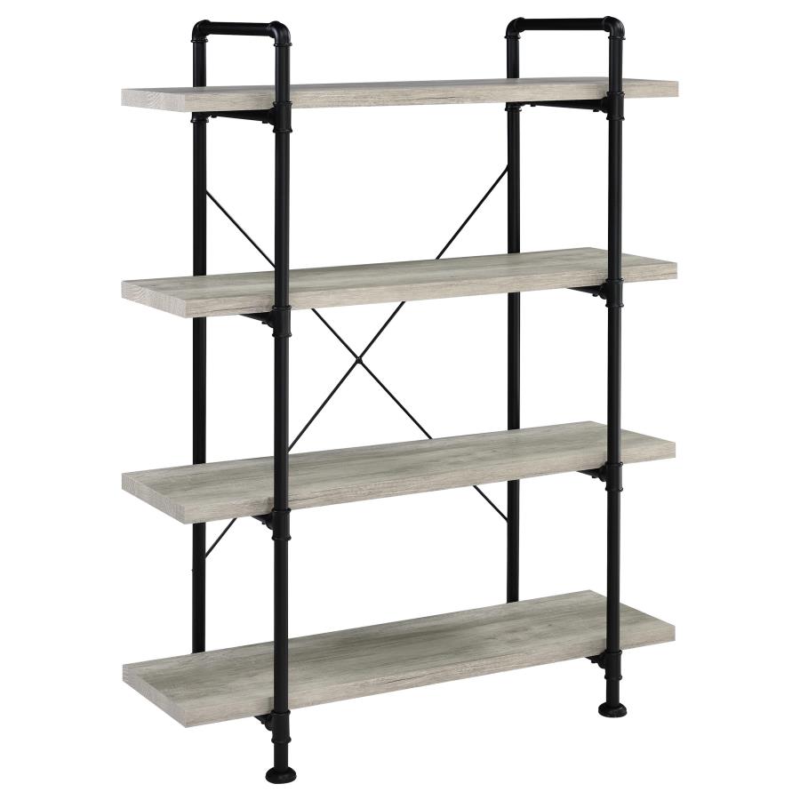 (image for) Delray 56-inch 4-shelf Bookshelf Grey Driftwood and Black