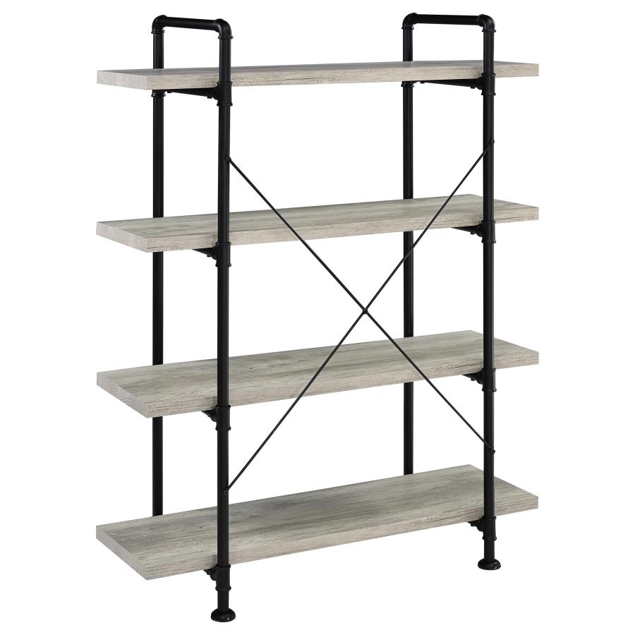 (image for) Delray 56-inch 4-shelf Bookshelf Grey Driftwood and Black