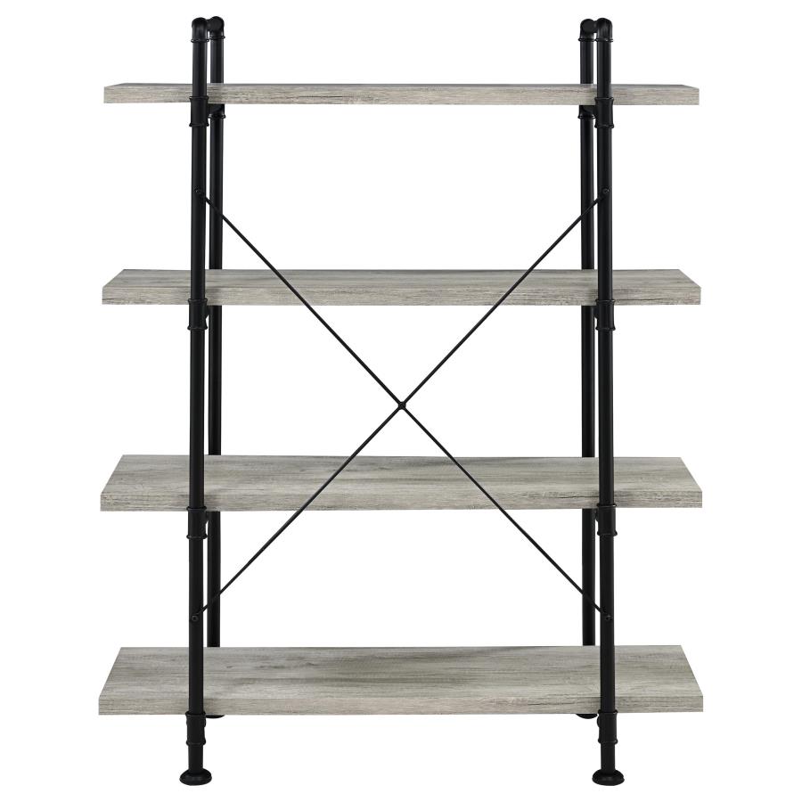 (image for) Delray 56-inch 4-shelf Bookshelf Grey Driftwood and Black