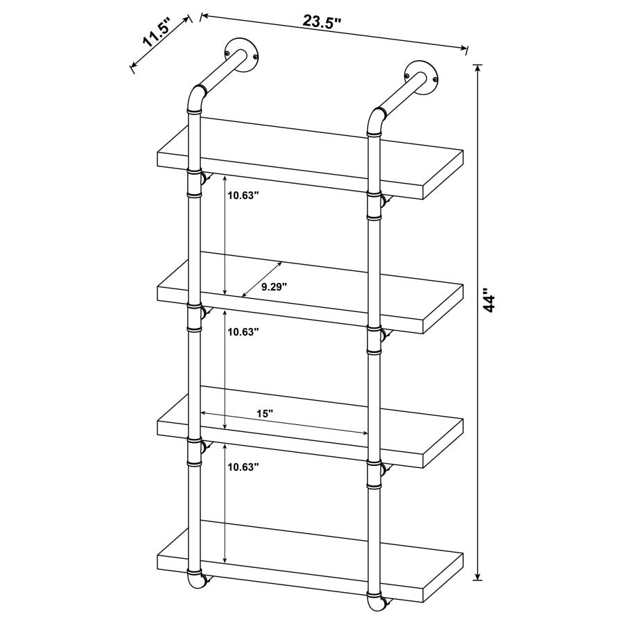 (image for) Elmcrest 24-inch 4-shelf Wall Bookshelf Grey Driftwood