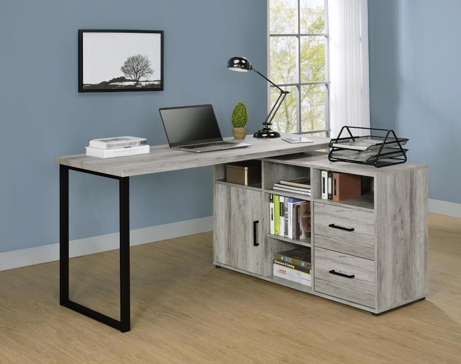 (image for) Hertford 59-inch L-Shape Computer Desk Grey Driftwood