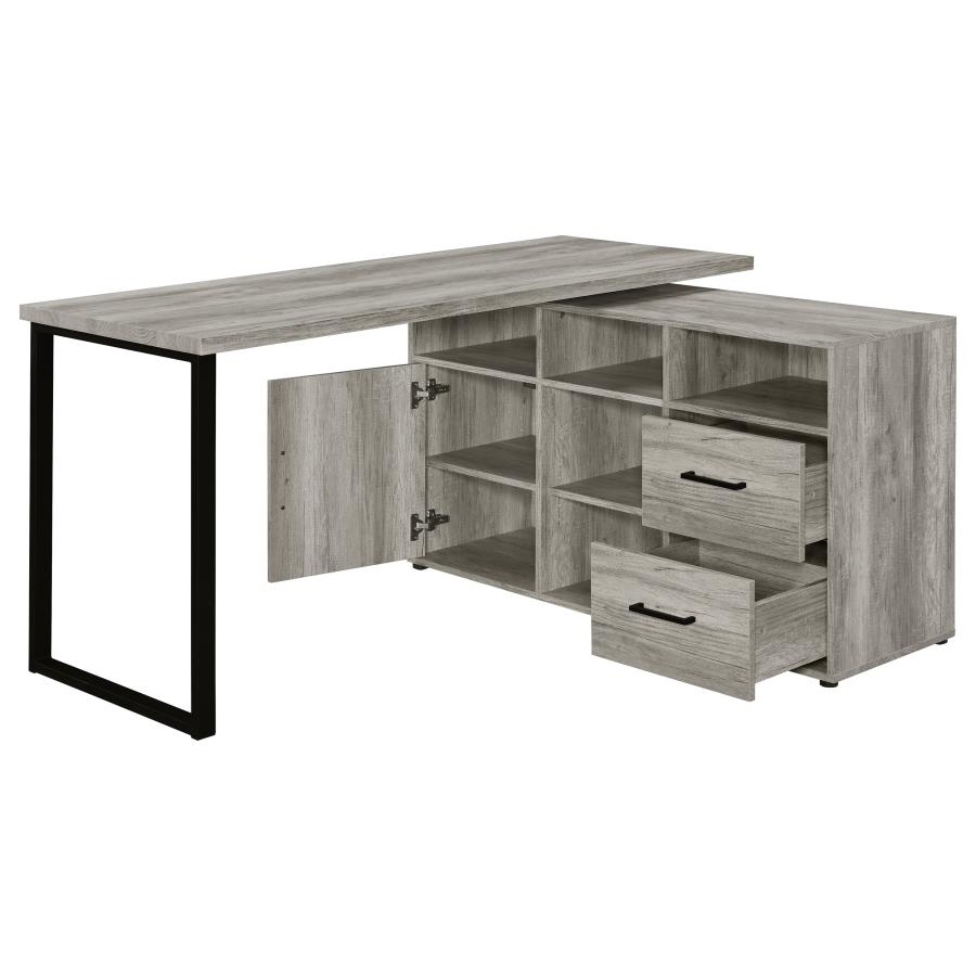 (image for) Hertford 59-inch L-Shape Computer Desk Grey Driftwood