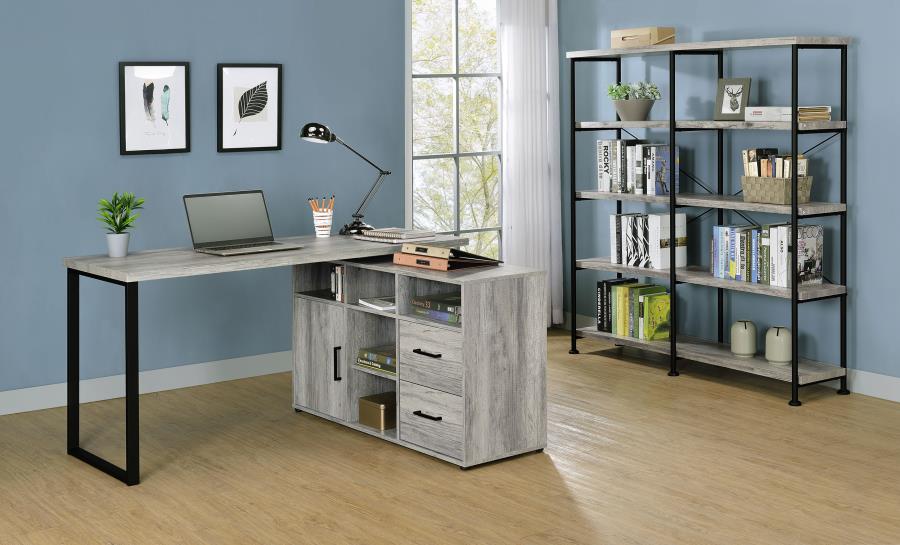 (image for) Hertford 59-inch L-Shape Computer Desk Grey Driftwood