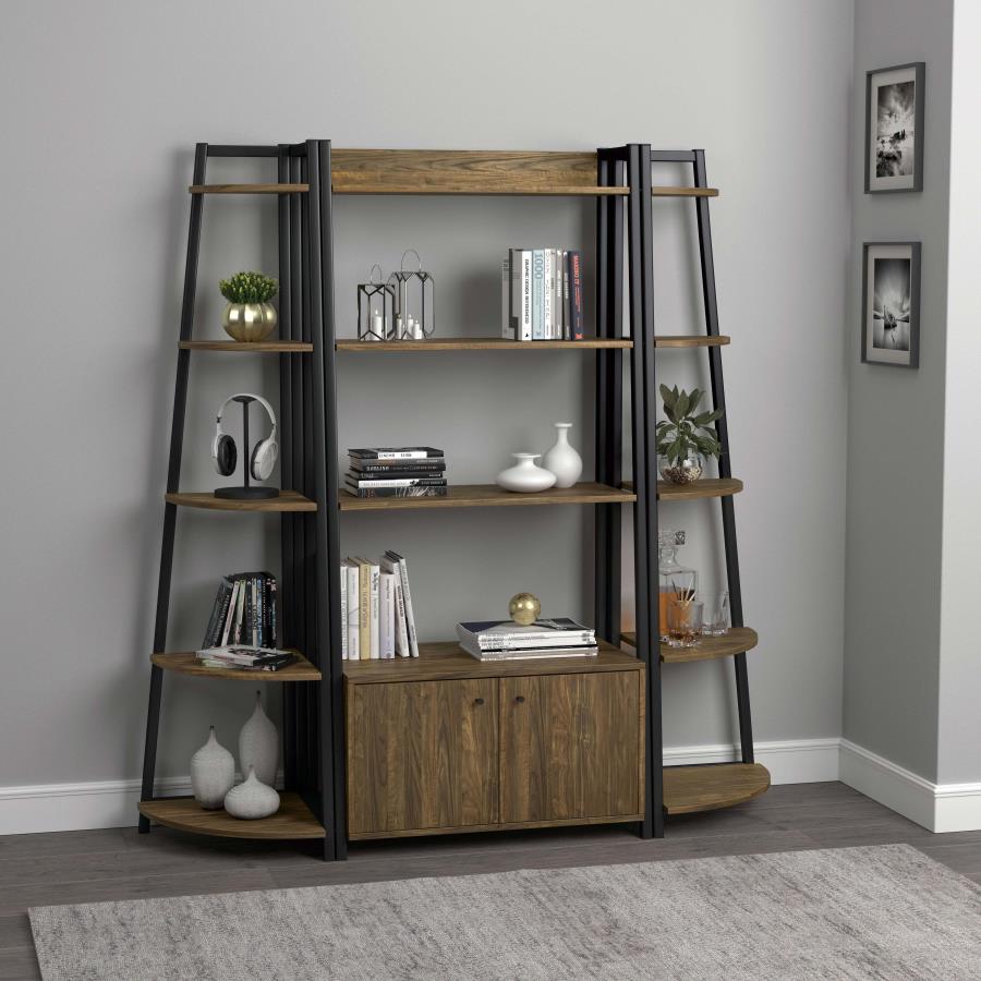 (image for) Jacksonville 63-inch 5-shelf Bookshelf Black and Aged Walnut