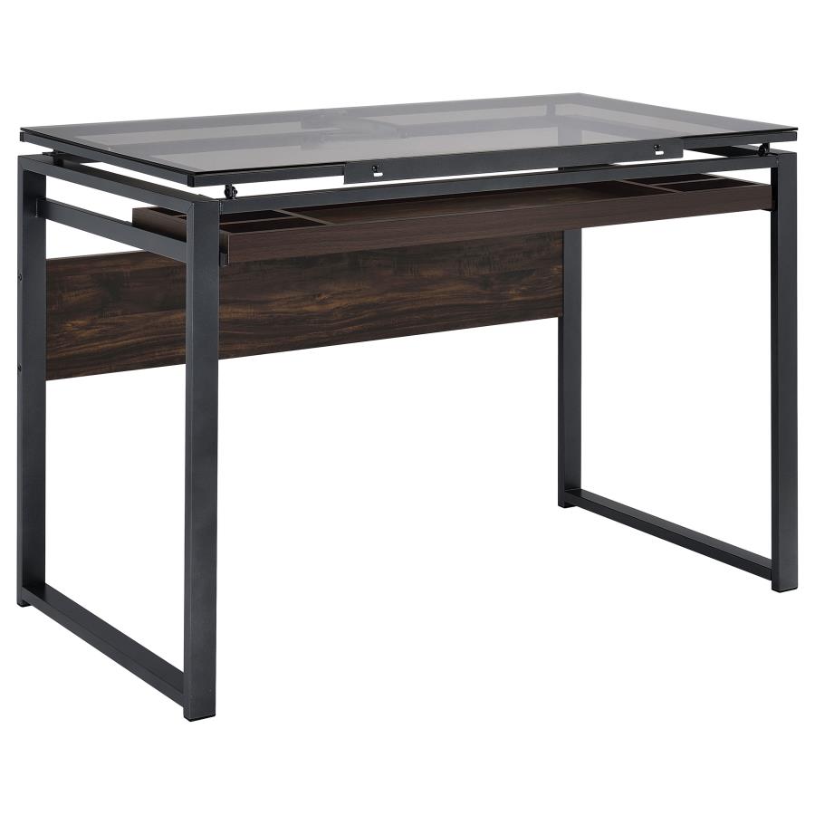 (image for) Pantano 42-inch Glass Top Drafting Table Dark Gunmetal