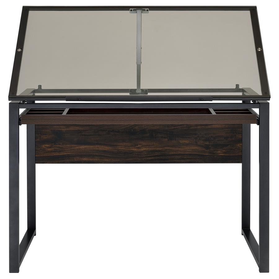 (image for) Pantano 42-inch Glass Top Drafting Table Dark Gunmetal