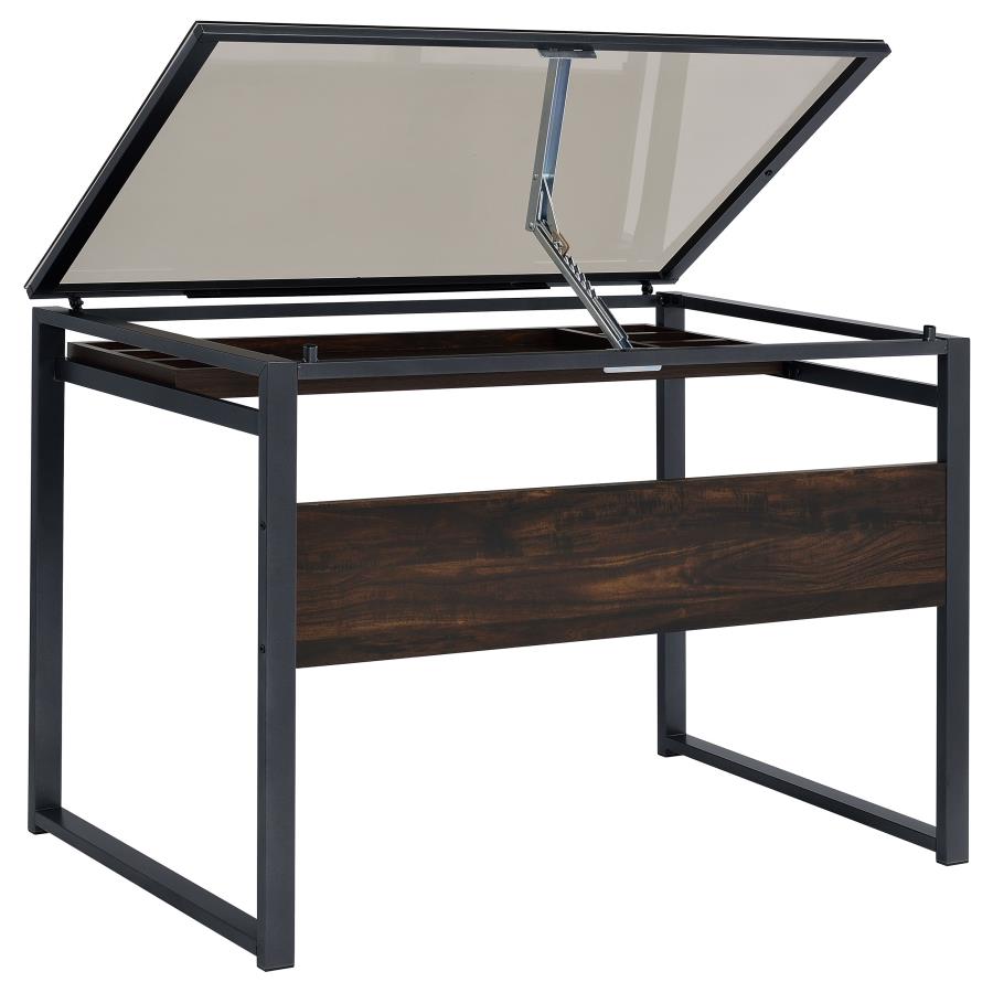 (image for) Pantano 42-inch Glass Top Drafting Table Dark Gunmetal