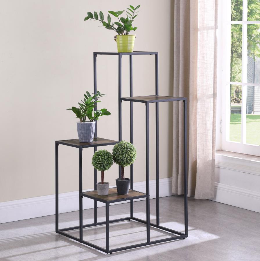 (image for) Rito 4-tier Multi-Display Shelf Rustic Brown and Black