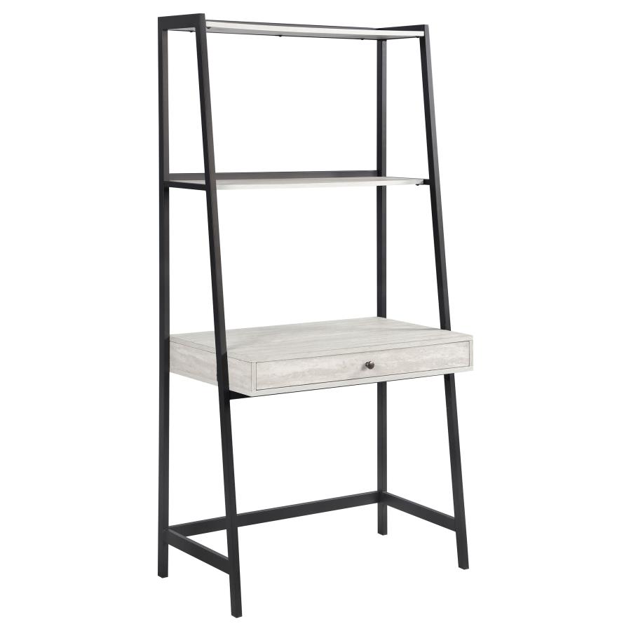 (image for) Pinckard 3-piece Ladder Desk and Bookcase Set Grey Stone