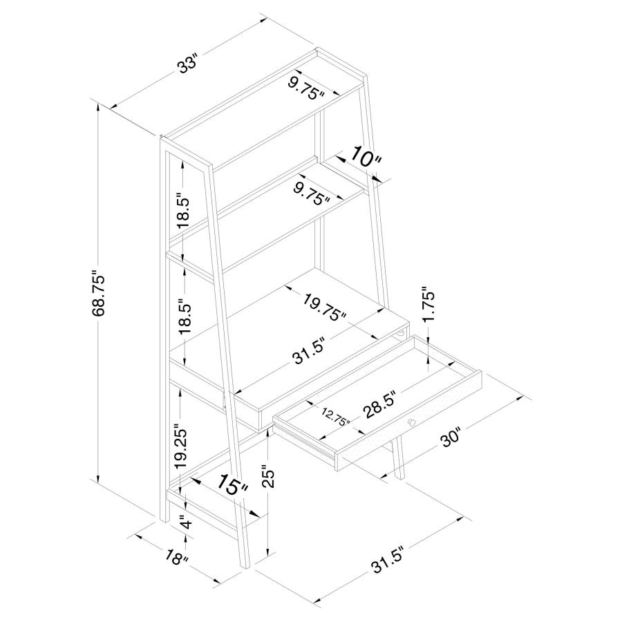 (image for) Pinckard 33-inch 1-drawer Writing Desk with Shelf Grey Stone