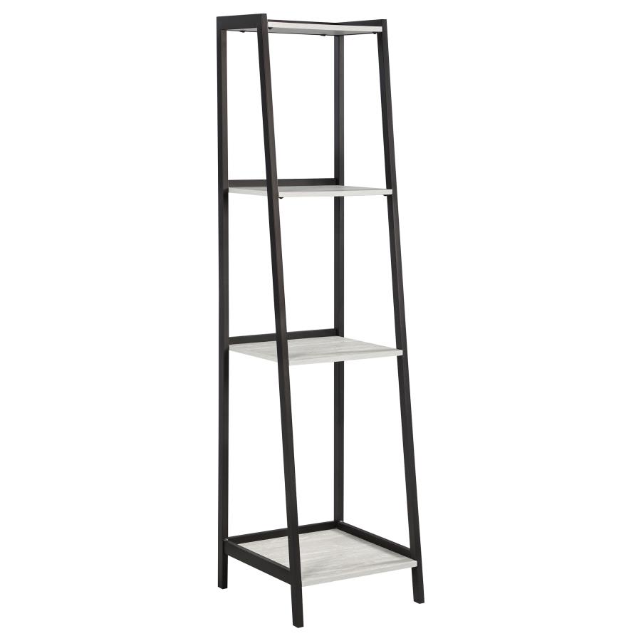 (image for) Pinckard 69-inch 4-shelf Bookshelf Grey Stone and Black