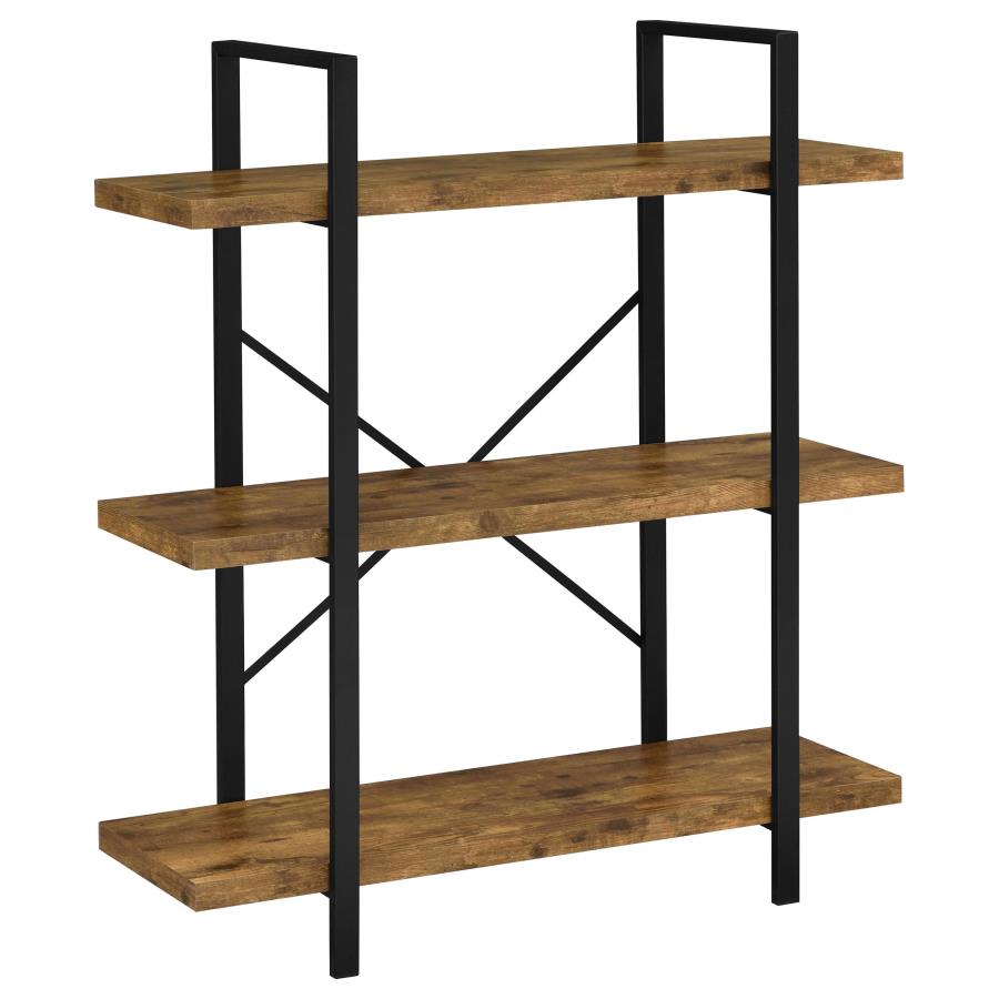 (image for) Cole 40-inch 3-shelf Bookshelf Rustic Nutmeg and Black