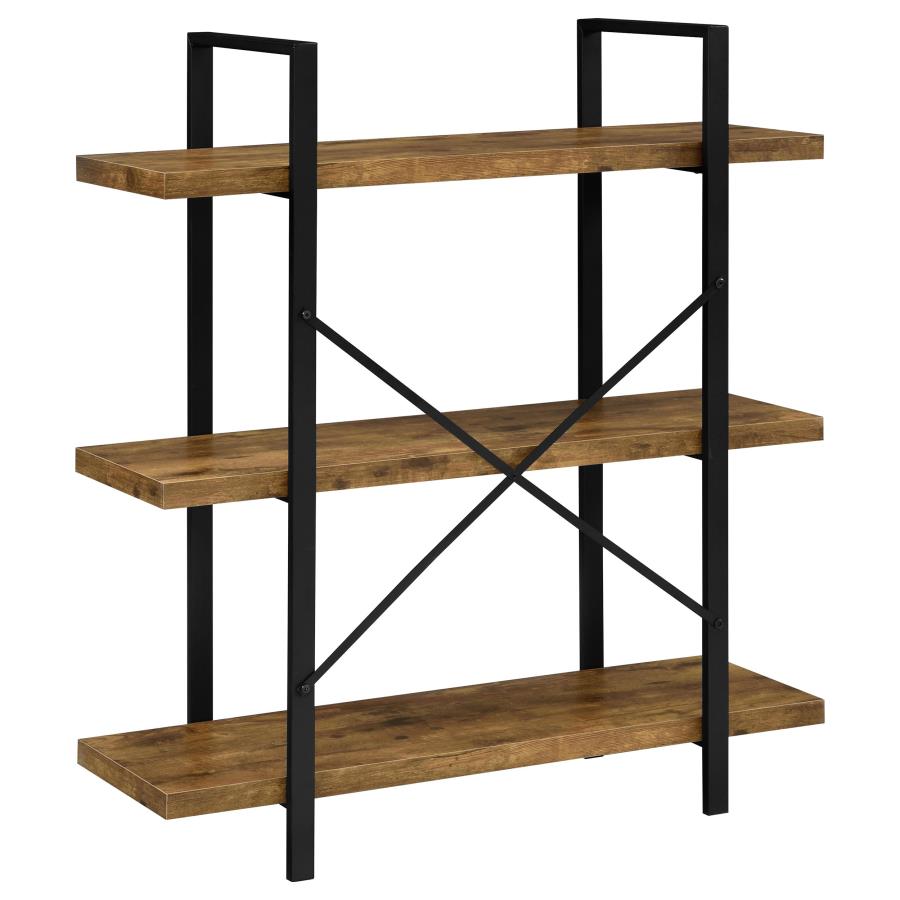 (image for) Cole 40-inch 3-shelf Bookshelf Rustic Nutmeg and Black