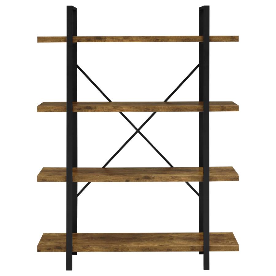 (image for) Cole 55-inch 4-shelf Bookshelf Rustic Nutmeg and Black