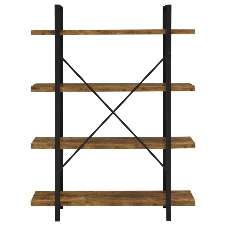 (image for) Cole 55-inch 4-shelf Bookshelf Rustic Nutmeg and Black