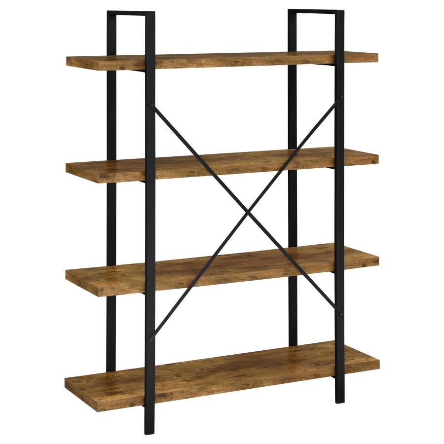 (image for) Cole 55-inch 4-shelf Bookshelf Rustic Nutmeg and Black