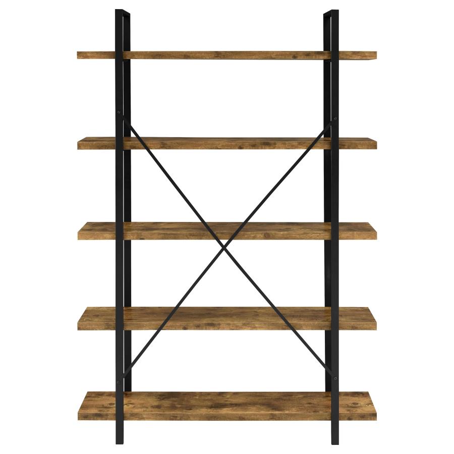 (image for) Cole 70-inch 5-shelf Bookshelf Rustic Nutmeg and Black