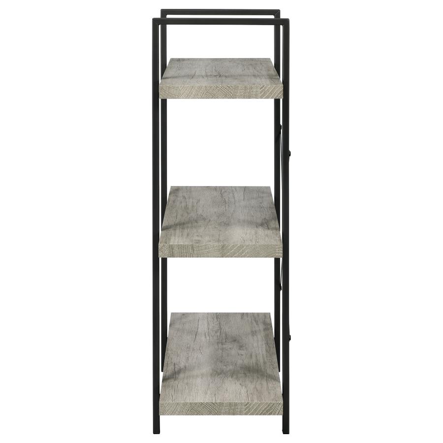 (image for) Cole 40-inch 3-shelf Bookshelf Grey Driftwood and Gunmetal