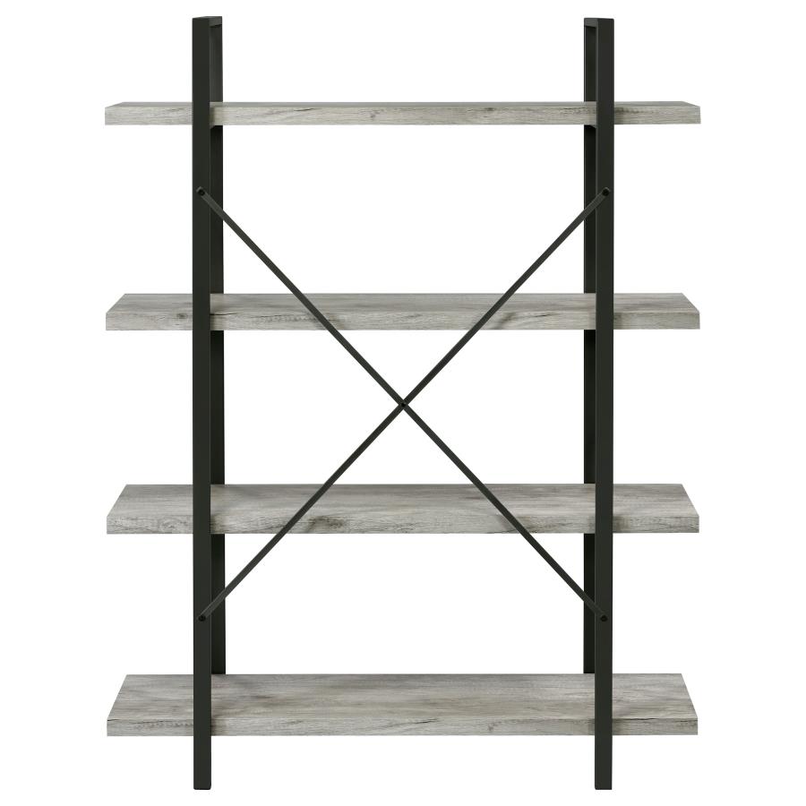 (image for) Cole 55-inch 4-shelf Bookshelf Grey Driftwood and Gunmetal