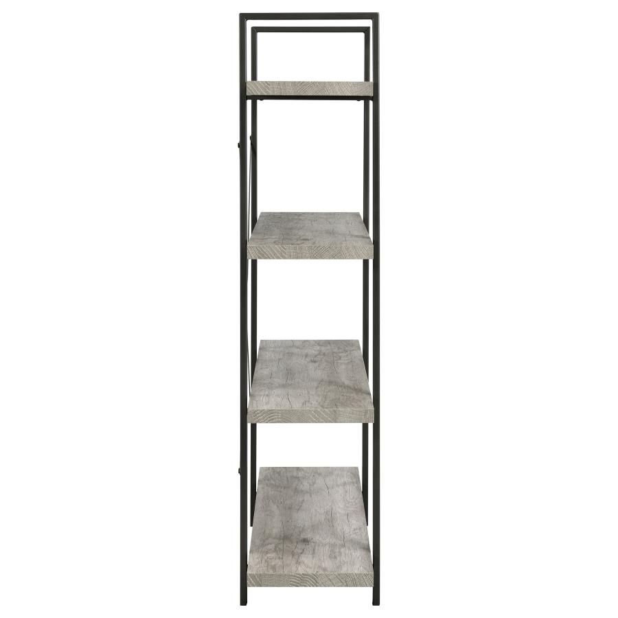 (image for) Cole 55-inch 4-shelf Bookshelf Grey Driftwood and Gunmetal