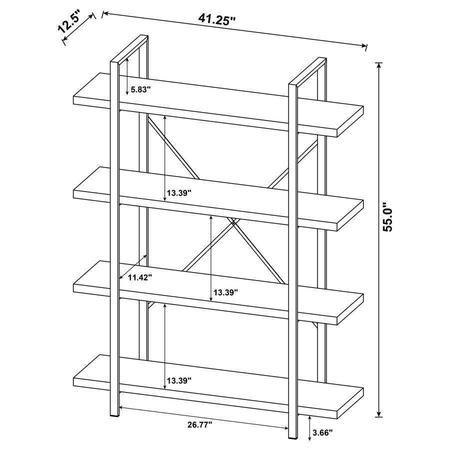 (image for) Cole 55-inch 4-shelf Bookshelf Grey Driftwood and Gunmetal