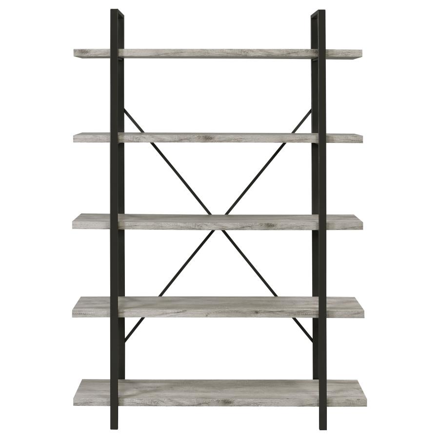 (image for) Cole 70-inch 5-shelf Bookshelf Grey Driftwood and Gunmetal