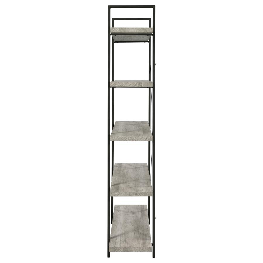 (image for) Cole 70-inch 5-shelf Bookshelf Grey Driftwood and Gunmetal