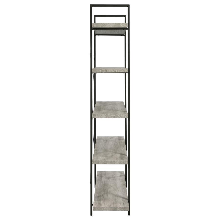 (image for) Cole 70-inch 5-shelf Bookshelf Grey Driftwood and Gunmetal