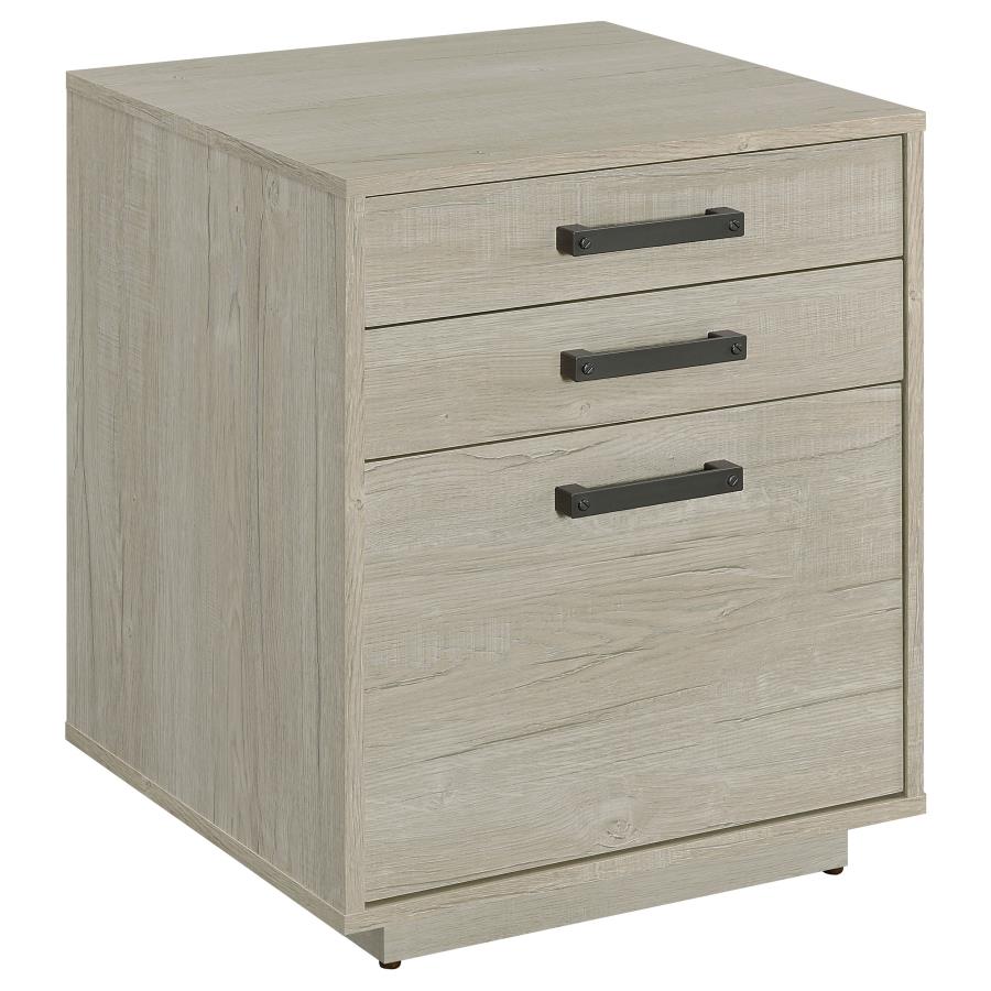 (image for) Loomis 3-drawer Home Office File Cabinet Whitewashed Grey - Click Image to Close