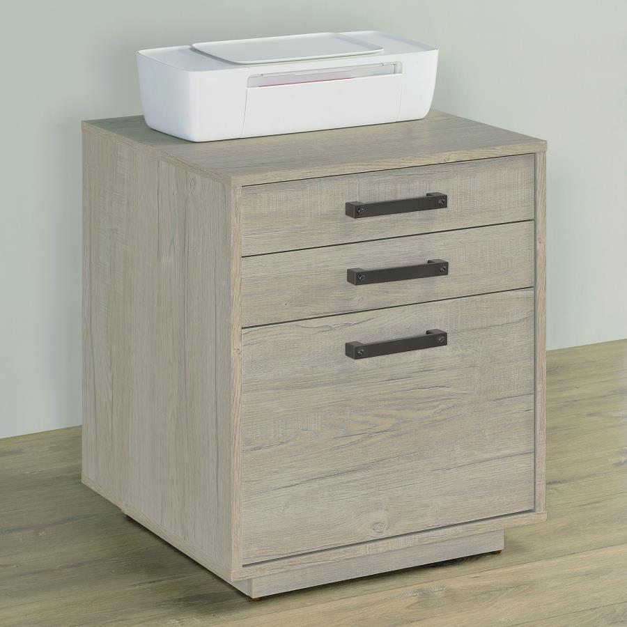 (image for) Loomis 3-drawer Home Office File Cabinet Whitewashed Grey