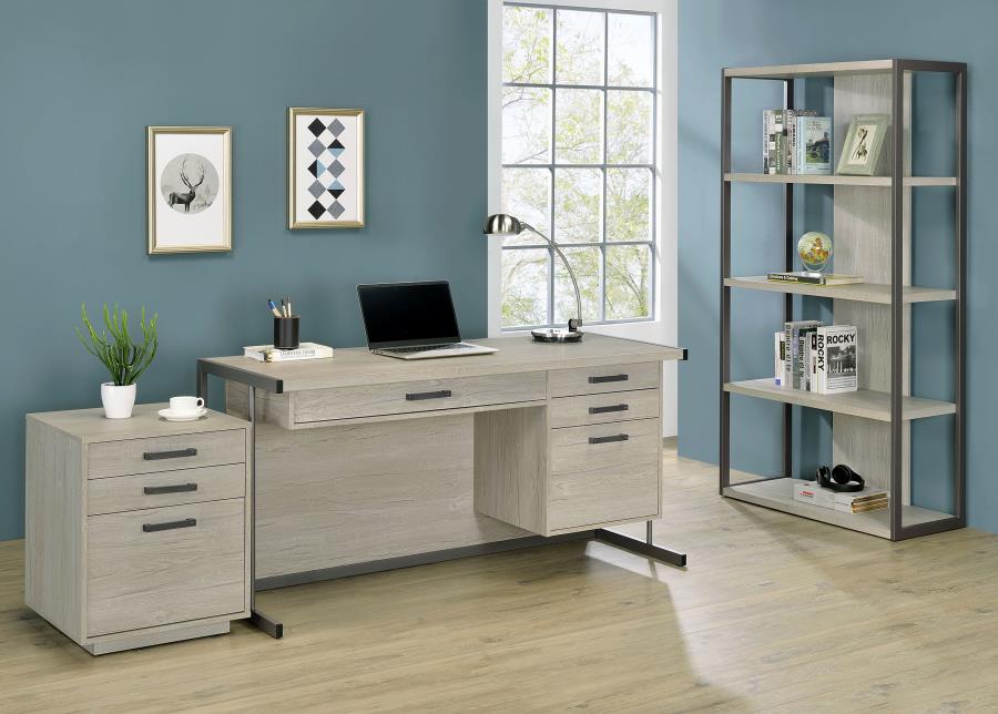 (image for) Loomis 3-drawer Home Office File Cabinet Whitewashed Grey