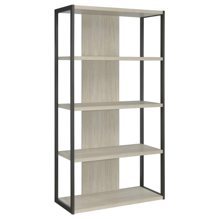 (image for) Loomis 72-inch 4-shelf Bookshelf Whitewashed Grey