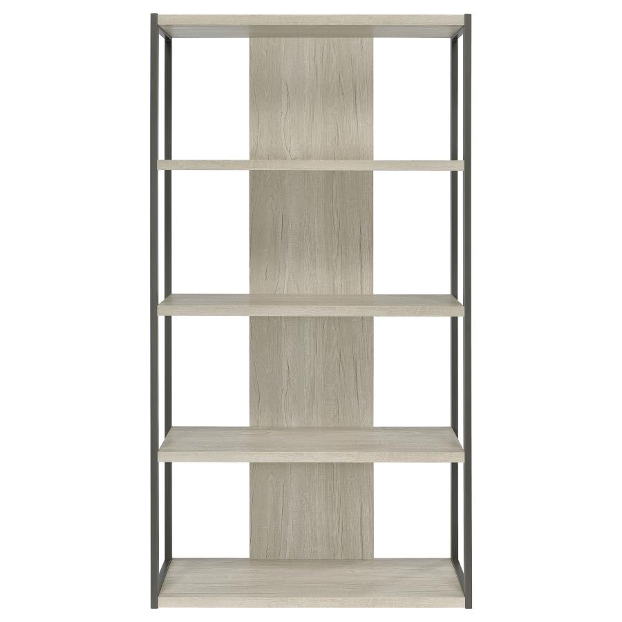 (image for) Loomis 72-inch 4-shelf Bookshelf Whitewashed Grey