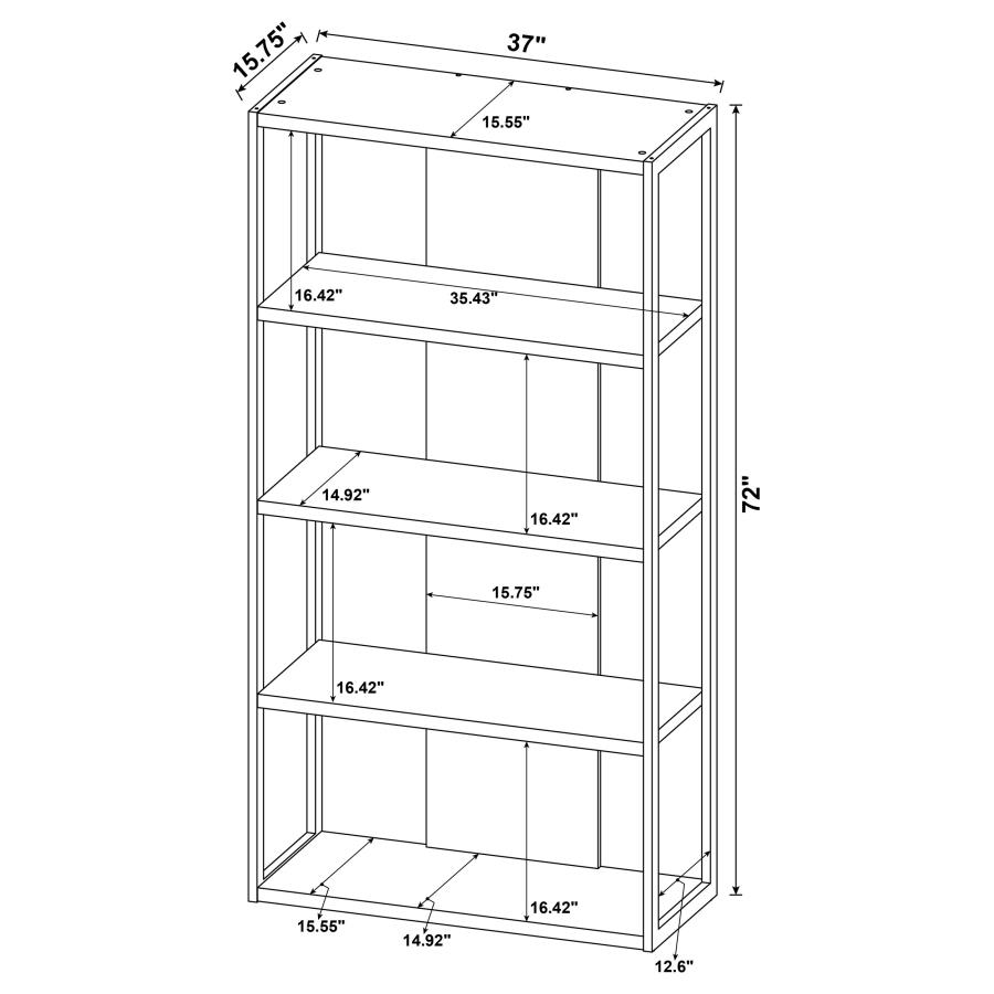 (image for) Loomis 72-inch 4-shelf Bookshelf Whitewashed Grey