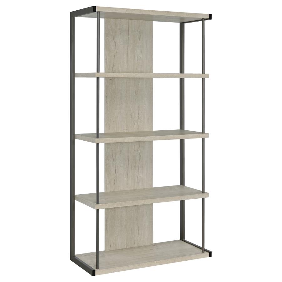 (image for) Loomis 72-inch 4-shelf Bookshelf Whitewashed Grey