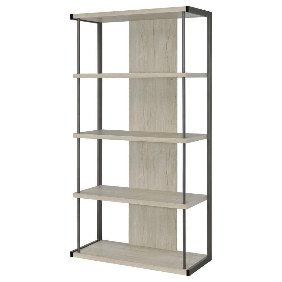 (image for) Loomis 72-inch 4-shelf Bookshelf Whitewashed Grey