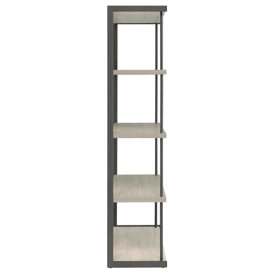 (image for) Loomis 72-inch 4-shelf Bookshelf Whitewashed Grey