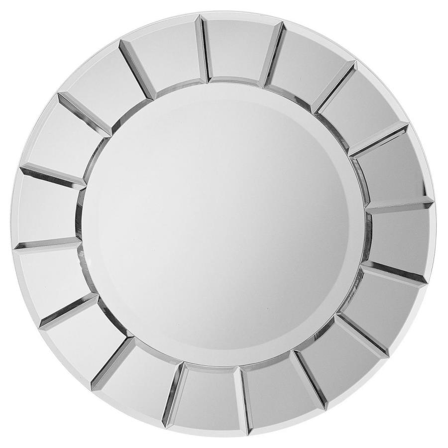 (image for) Fez 30 x 30 Inch Round Sun Shaped Wall Mirror Silver