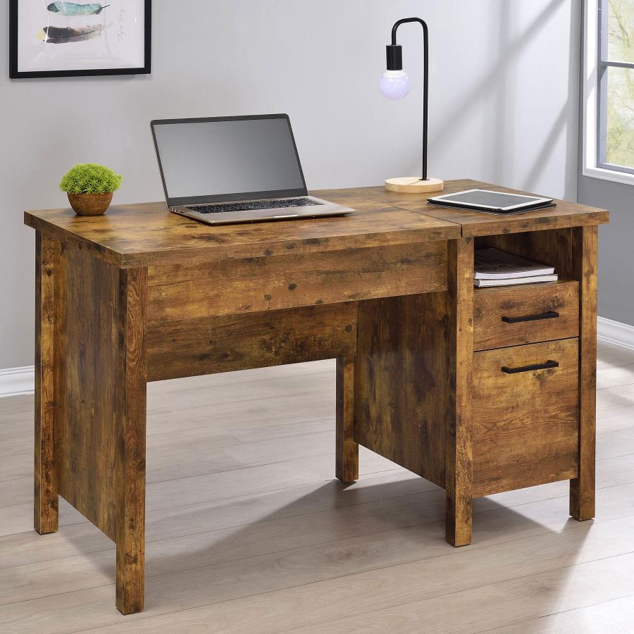 (image for) Delwin 47-inch 2-drawer Lift Top Computer Desk Rustic Nutmeg