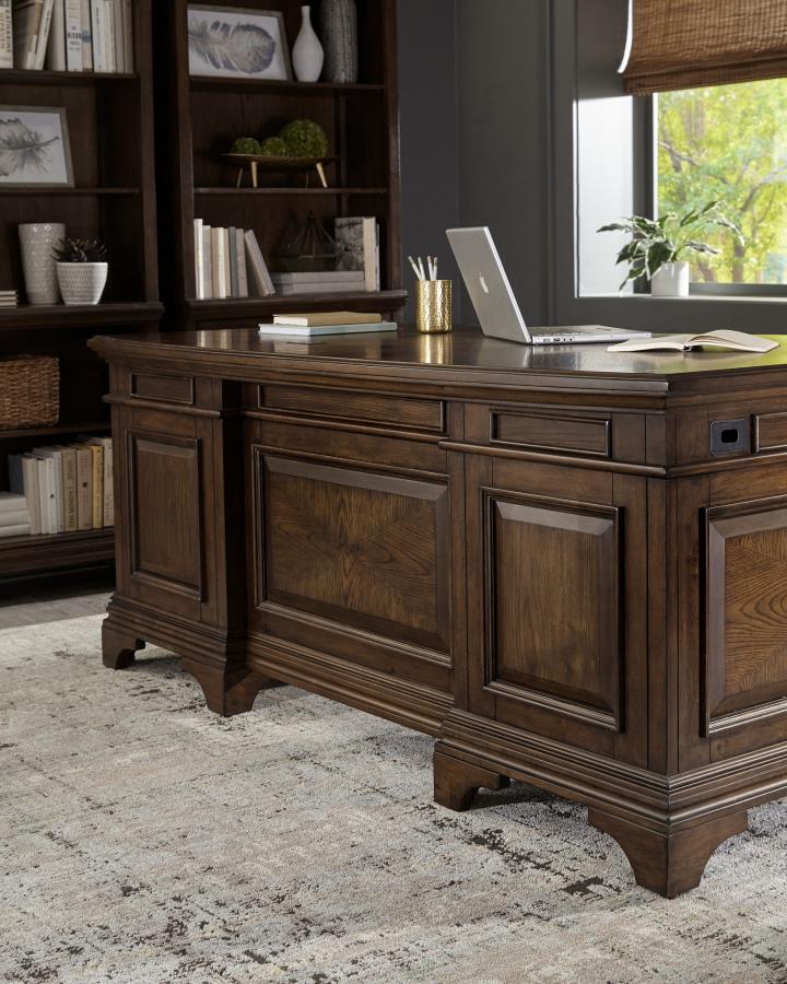 (image for) Hartshill 72-inch 7-drawer Executive Desk Burnished Oak