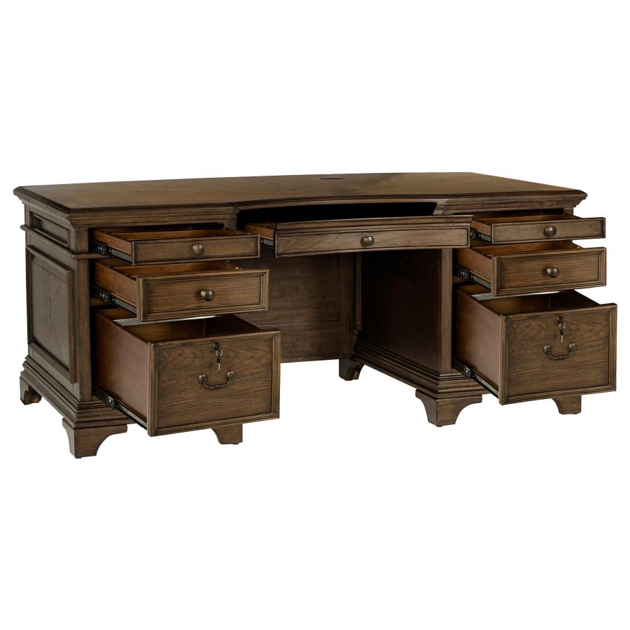 (image for) Hartshill 72-inch 7-drawer Executive Desk Burnished Oak