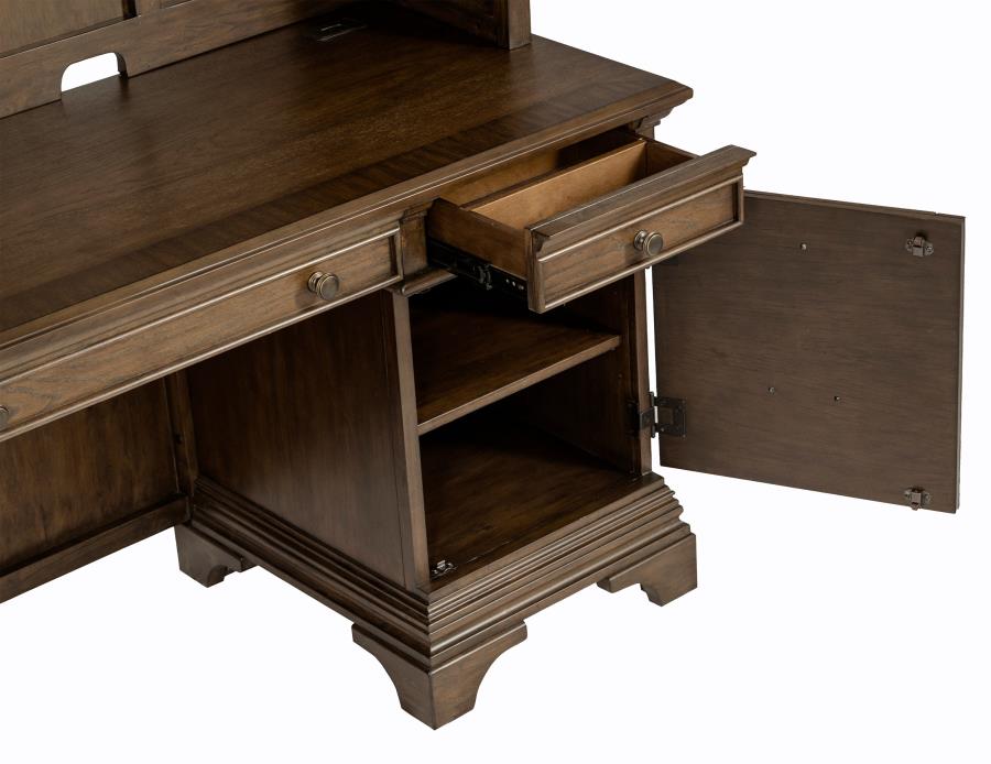 (image for) Hartshill 66-inch 5-drawer Credenza Office Desk Burnish Oak